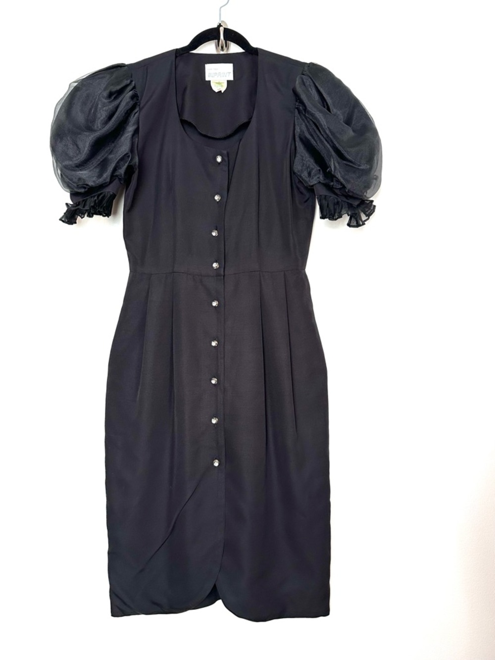 Vintage Whimsigoth Puff Sleeve Midi Dress Button Down Lolita Princesscore Witchy